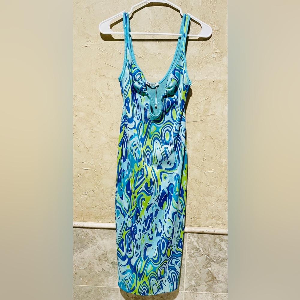 Zara Cutout Jacquard Dress Small